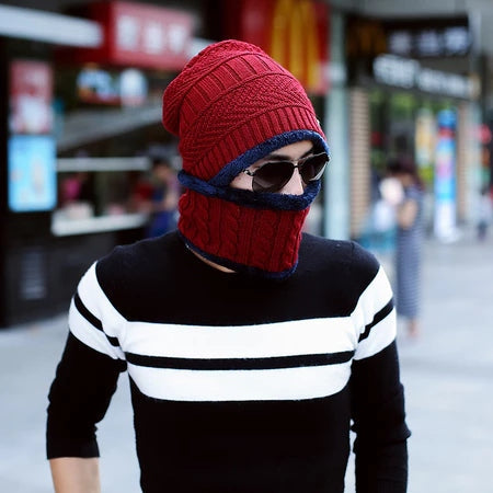 Kit Cachecol e Gorro Unissex de Algodão para Inverno