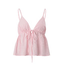 Regata Feminina Slim com Decote V e Laço Frontal